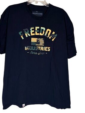 Freedom Industries Born Free Black American Flag t shirt men’s size 2XL